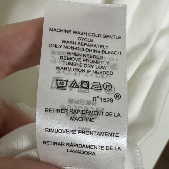 lauren ralph lauren white boat neck cuff sleeve cotton stretch top size large - Picture 5 of 6